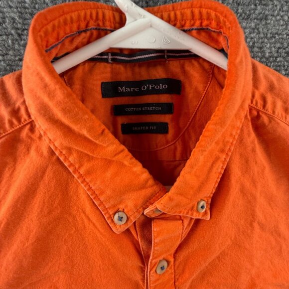 Marc O' Polo Button Up Shirt Oxford Cloth Orange Shaped Fit Cotton Stretch Mem - Picture 11 of 16